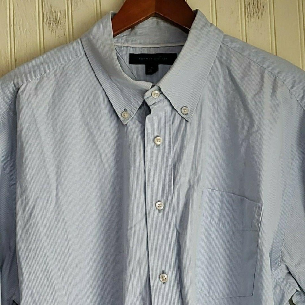 Tommy Hilfiger Shirt Mens‎ XL Blue Check Long Sleeve Button-Down Cotton Casual